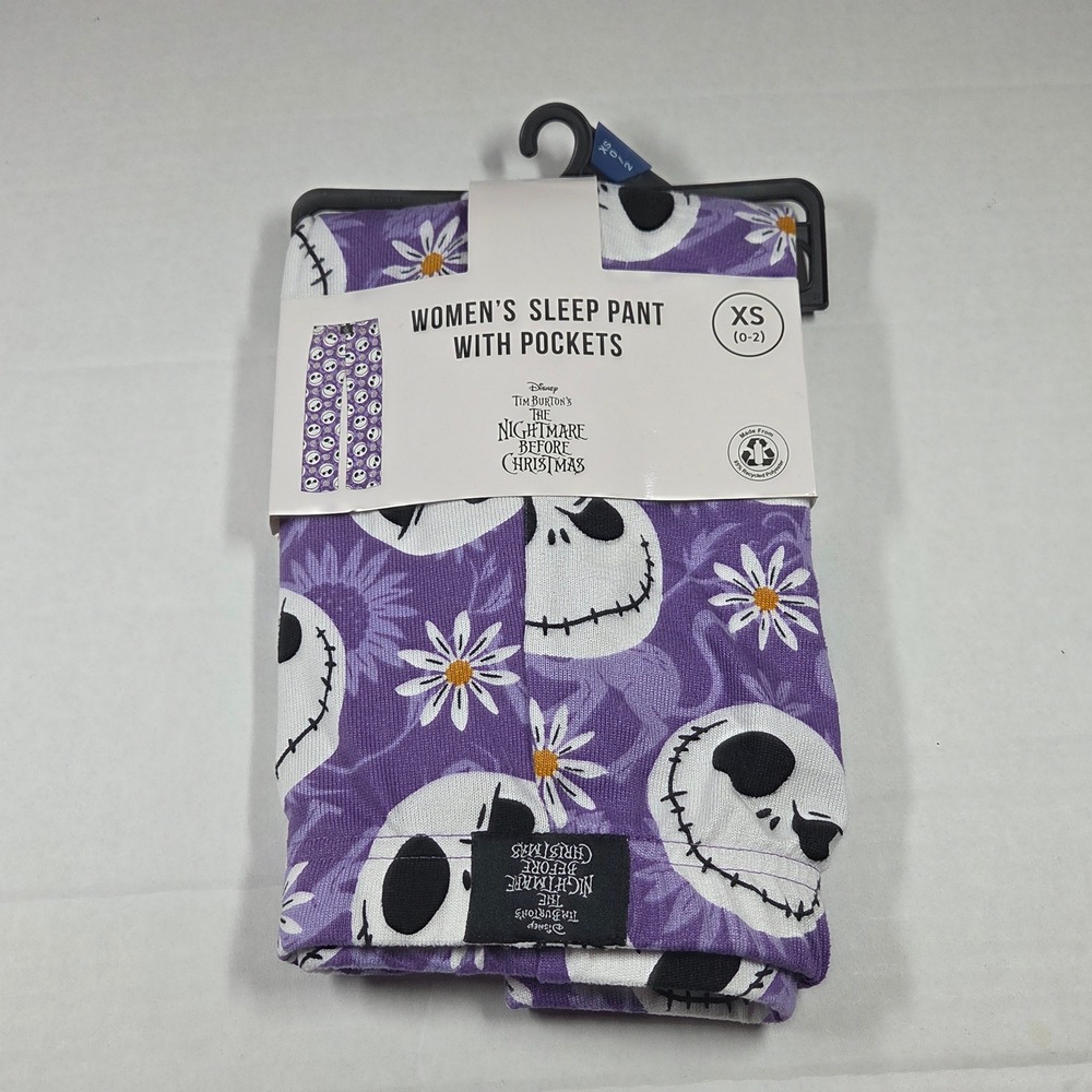 Disney Nightmare Before Christmas Jack Skellington Purple Floral Sleep Pants XS